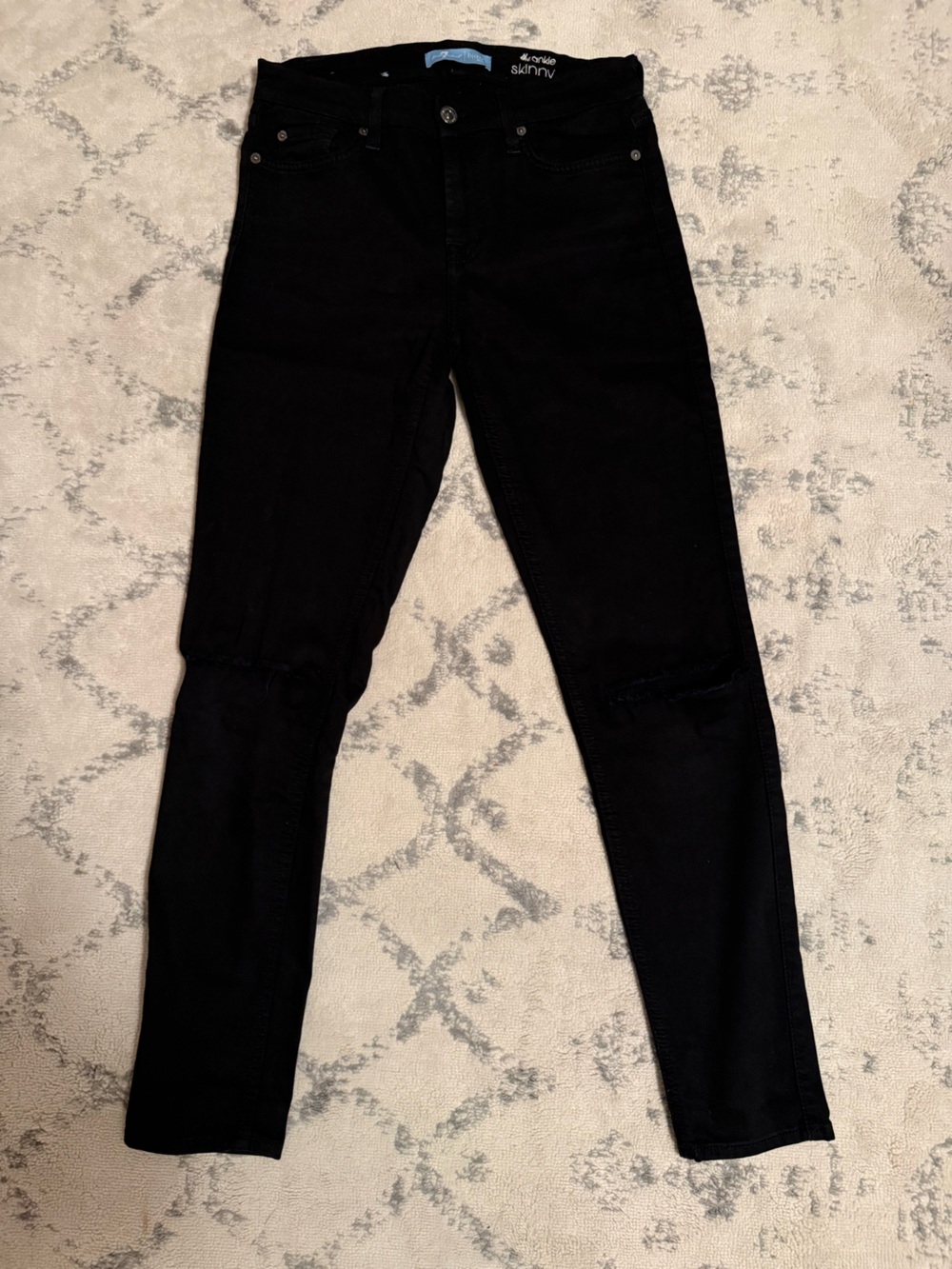 7 For All Mankind Black Skinny Jeans — Classic Slim Fit